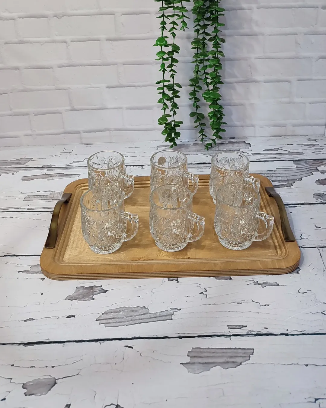 سینی تمام چوبی دسته دار مستطیل