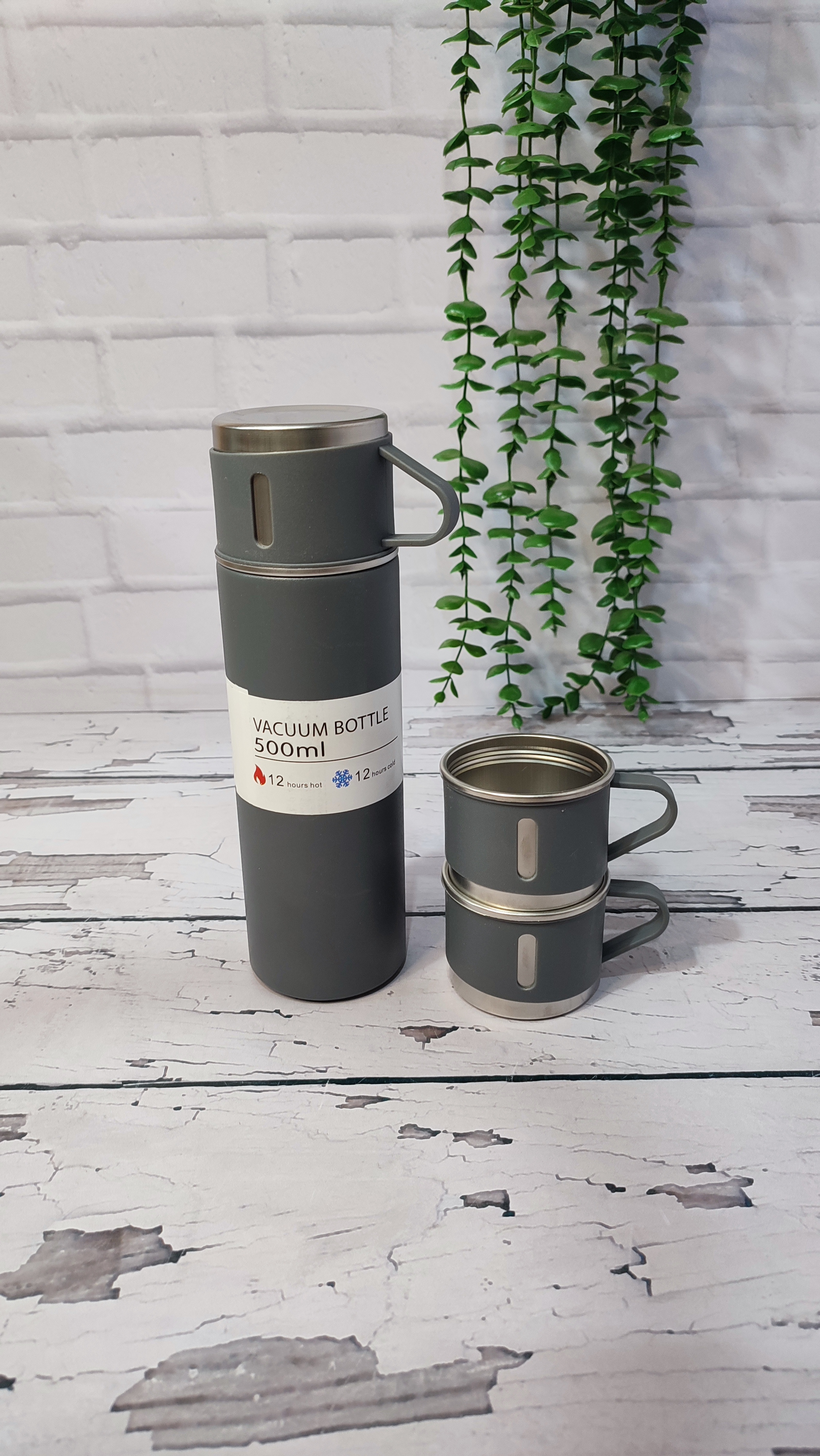 فلاسک سه کاپ ‌۵۰۰ میل طوسی