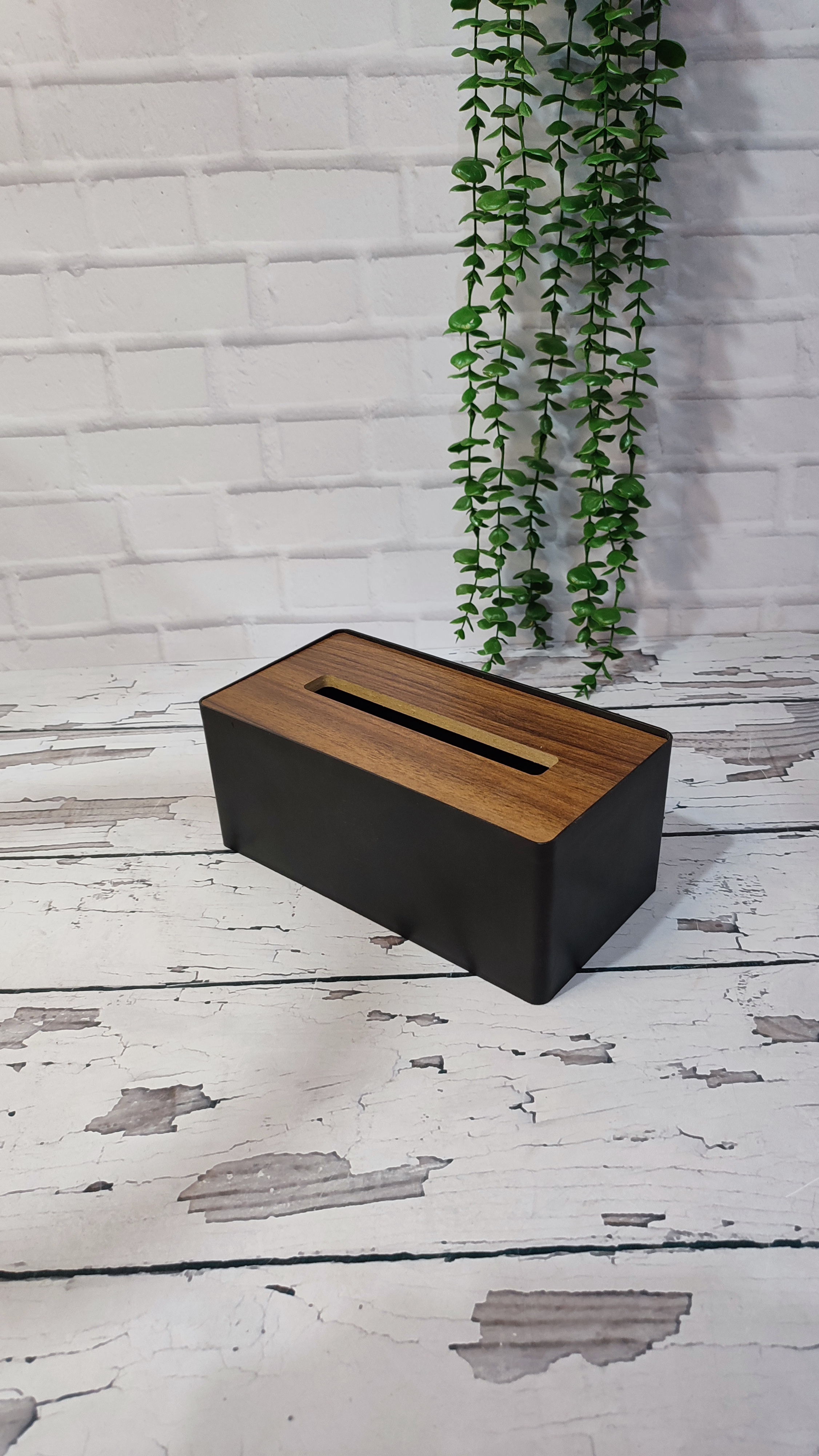 جا دستمال کاغذی مشکی درب چوبی