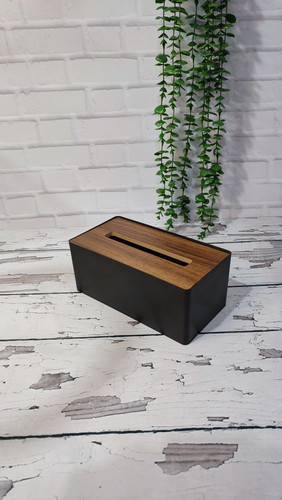 جا دستمال کاغذی مشکی درب چوبی