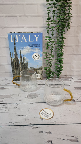 لیوان پیرکس دسته طلایی