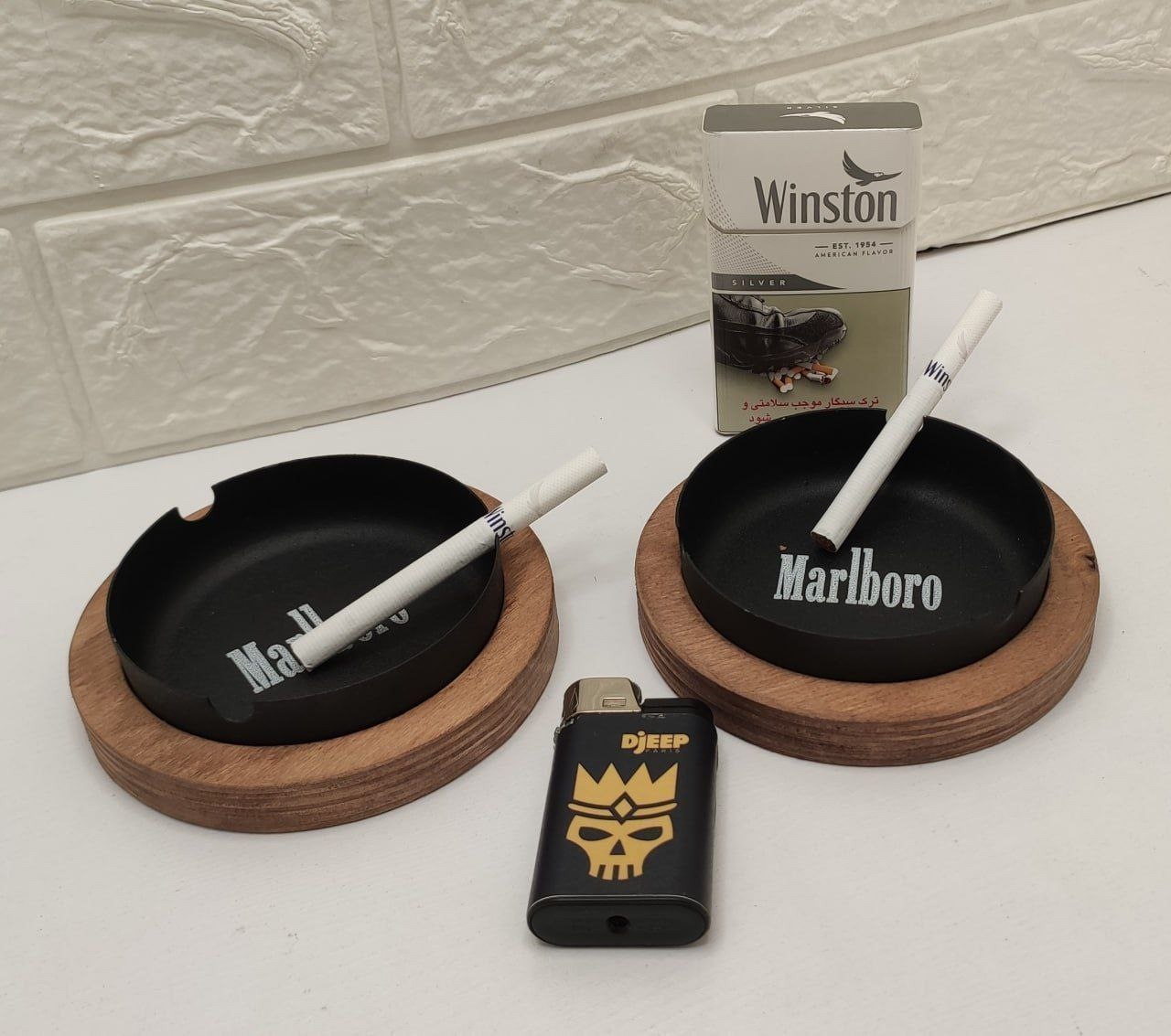 زیر سیگاری چوبی فلزی