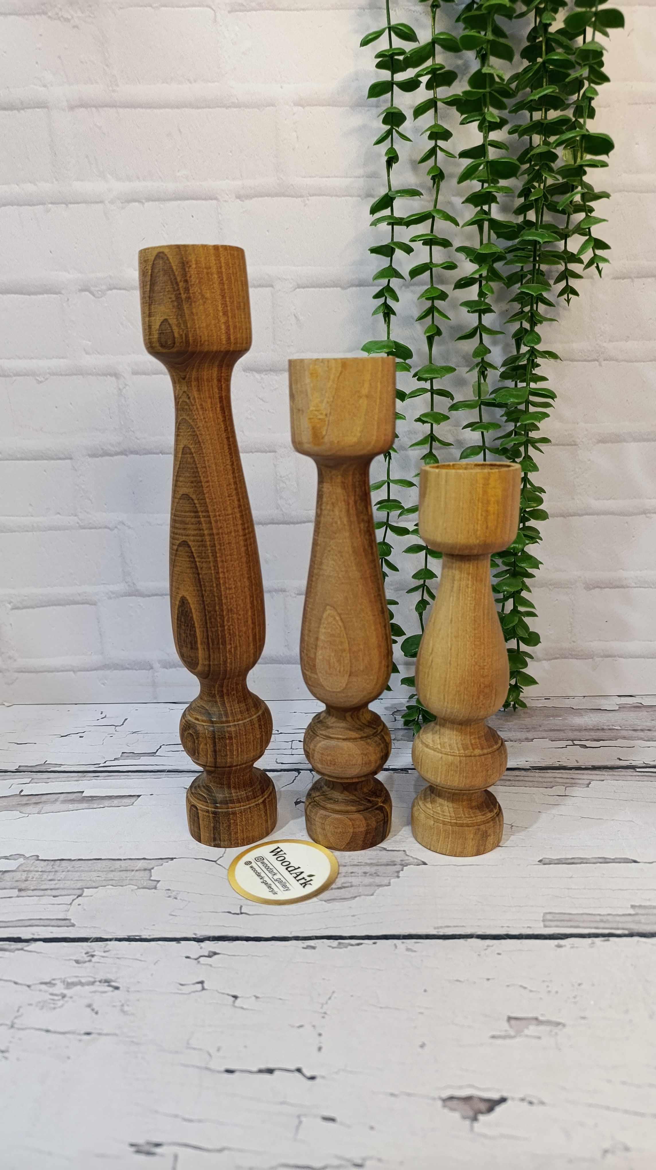 جا شمعی پله ای چوب گردو