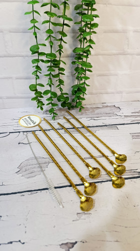 نی شربت خوری طلایی شش عددی