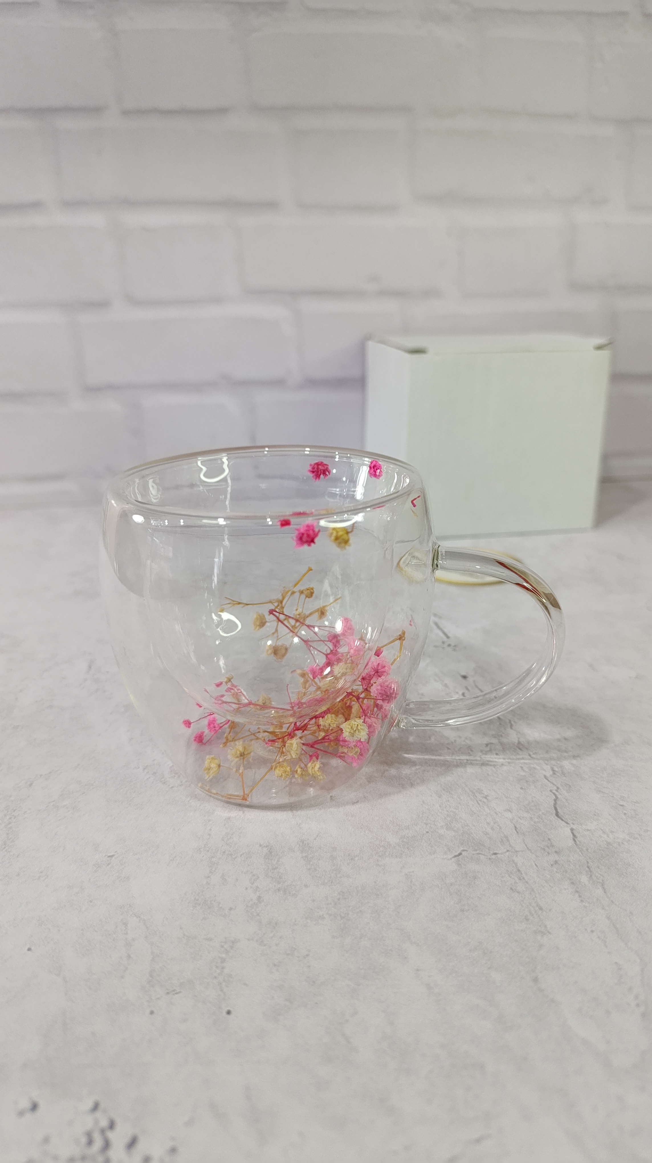 لیوان گلدار پیرکس دوجداره متوسط