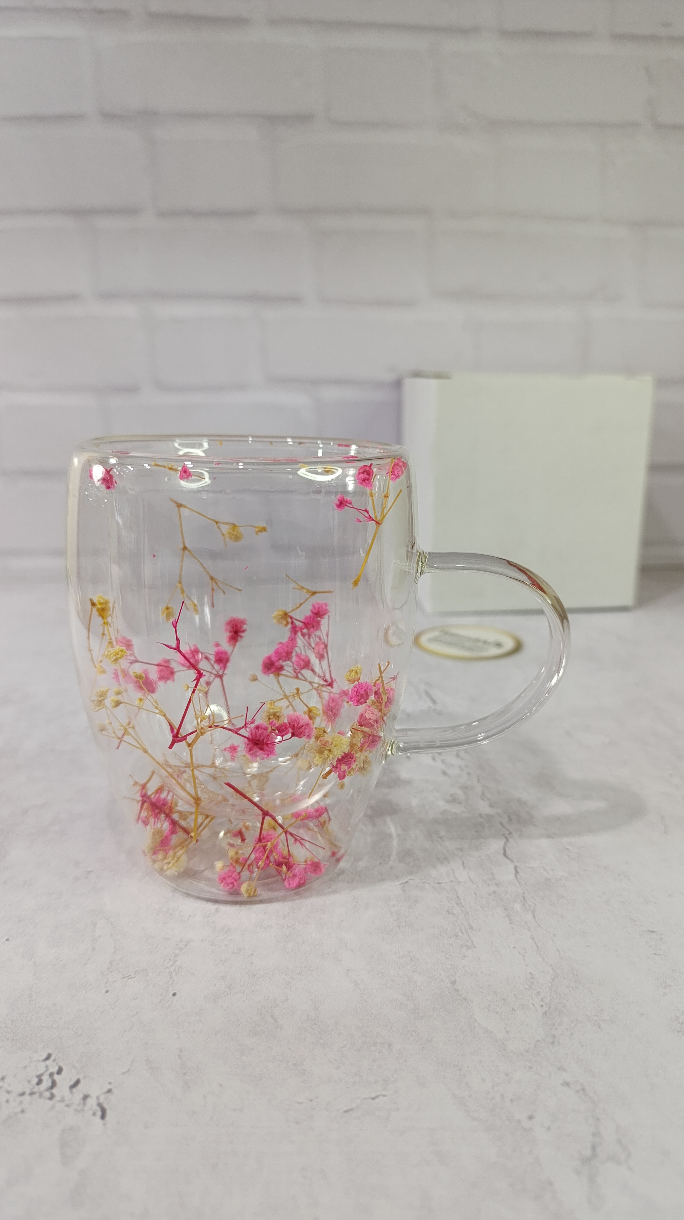 لیوان گلدار پیرکس دوجداره بزرگ