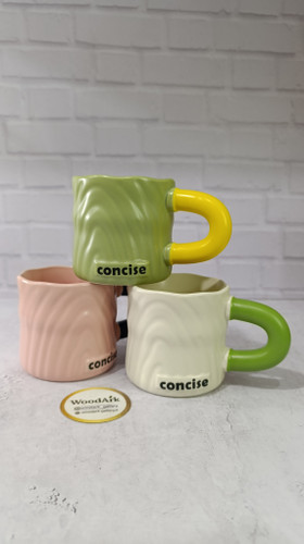 ماگ سرامیکی دسته رنگی موج دار