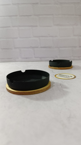 زیر سیگاری چوب و فلز ساده